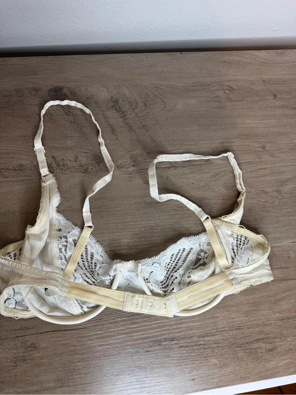 Vintage Christian Dior Intimates Sheer Lace Underwire Bra Designer White 34B